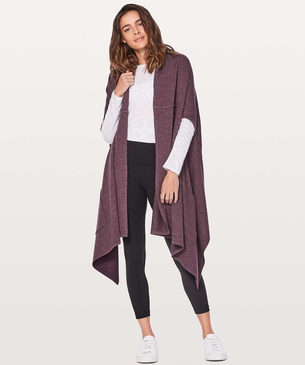 Lululemon 100% Merino Wool Forward Fold Wrap Cape Cozy Fall Cardigan